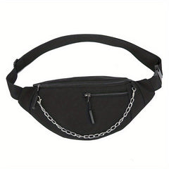 Chain Decor Fanny Pack Nylon Crossbody Bag