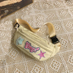 Y2K Star Decor Casual Chest Bag Lightweight Crossbody Waist Bag