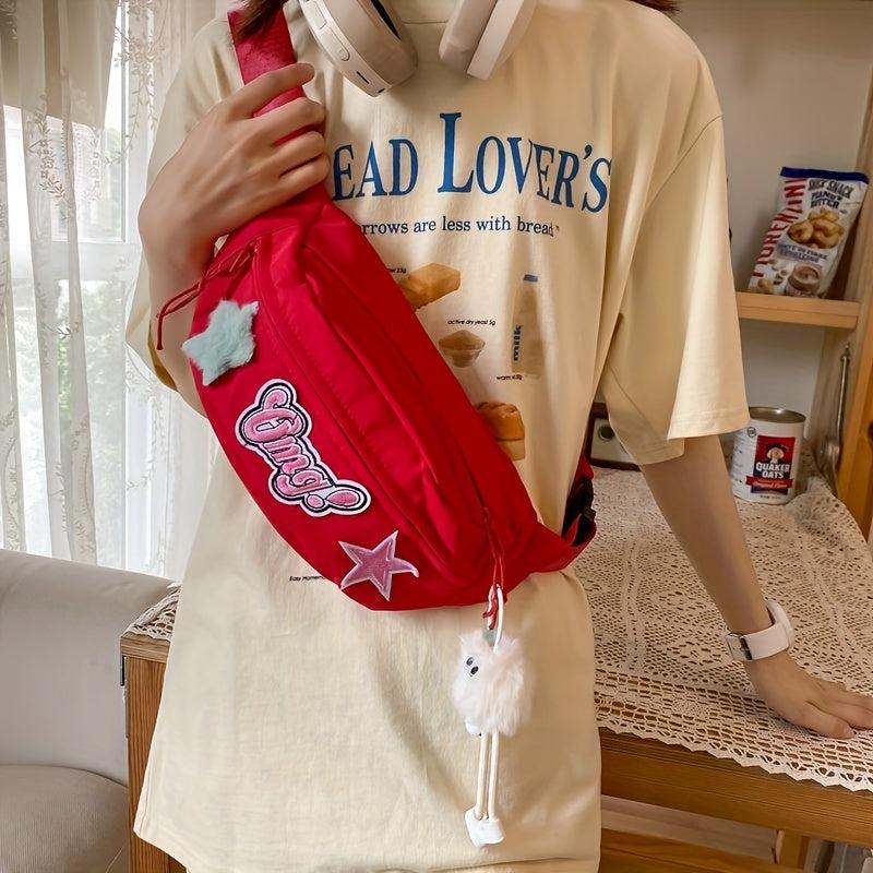Y2K Star Decor Casual Chest Bag Lightweight Crossbody Waist Bag