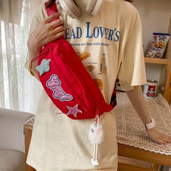 Y2K Star Decor Casual Chest Bag Lightweight Crossbody Waist Bag