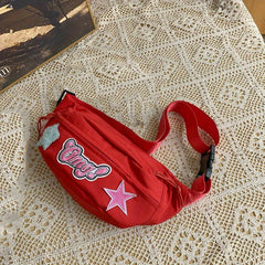Y2K Star Decor Casual Chest Bag Lightweight Crossbody Waist Bag