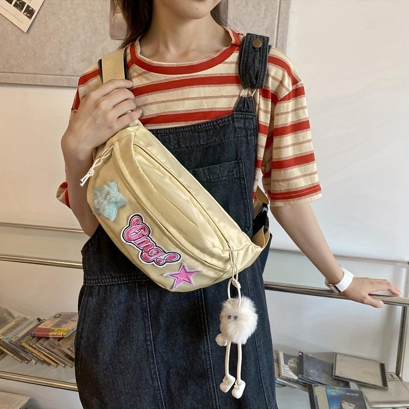 Y2K Star Decor Casual Chest Bag Lightweight Crossbody Waist Bag