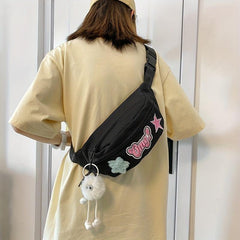 Y2K Star Decor Casual Chest Bag Lightweight Crossbody Waist Bag