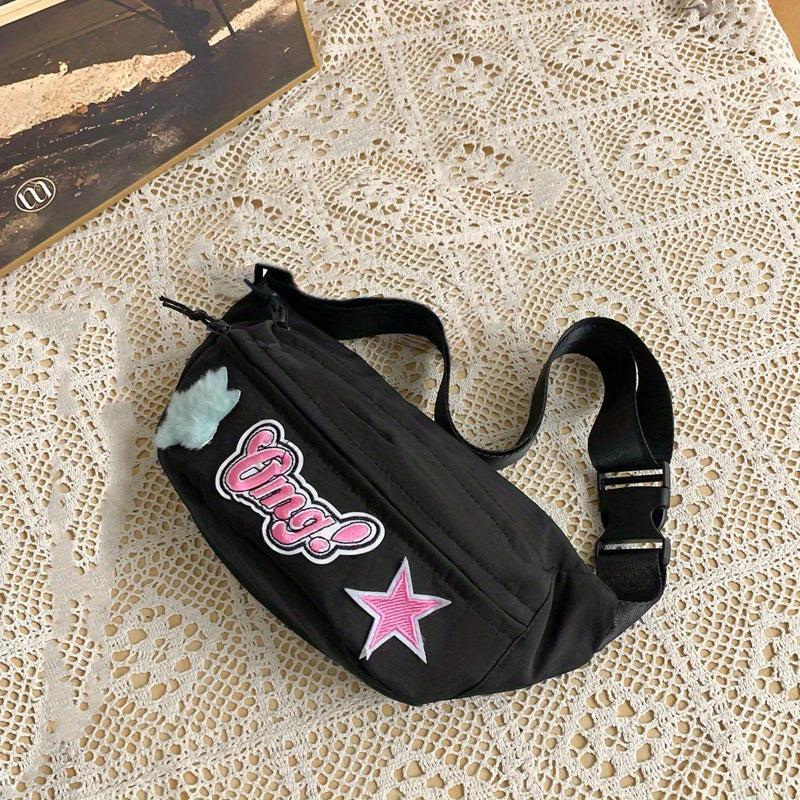 Y2K Star Decor Casual Chest Bag Lightweight Crossbody Waist Bag