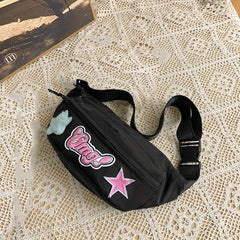Y2K Star Decor Casual Chest Bag Lightweight Crossbody Waist Bag