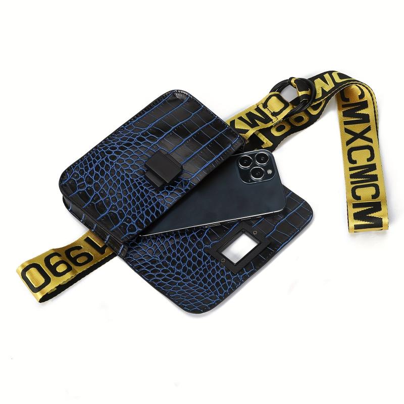 Crocodile Pattern Mini Waist Pack PU Leather Fanny Bag