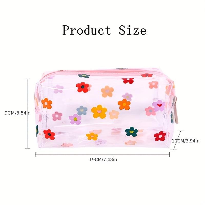 Cartoon Floral Cosmetic Bag Zipper Makeup Pouch