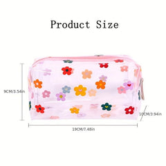 Cartoon Floral Cosmetic Bag Zipper Makeup Pouch
