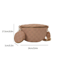 Checkered Corduroy Crossbody Bag with Coin Purse Small Chest Bag