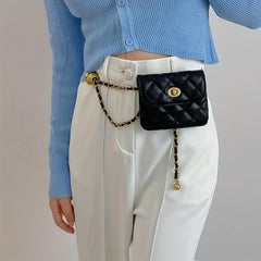 Argyle Quilted Waist Bag for Women