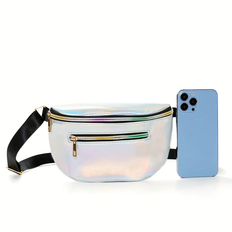Laser Glossy Chest Bag Adjustable Strap PVC Fanny Pack