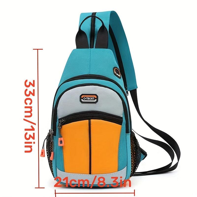 Colorblock Sling Backpack Travel Chest Bag Zipper Strap Crossbody Bag