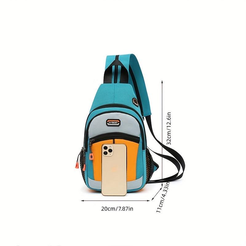 Colorblock Sling Backpack Travel Chest Bag Zipper Strap Crossbody Bag