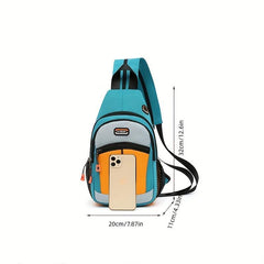 Colorblock Sling Backpack Travel Chest Bag Zipper Strap Crossbody Bag