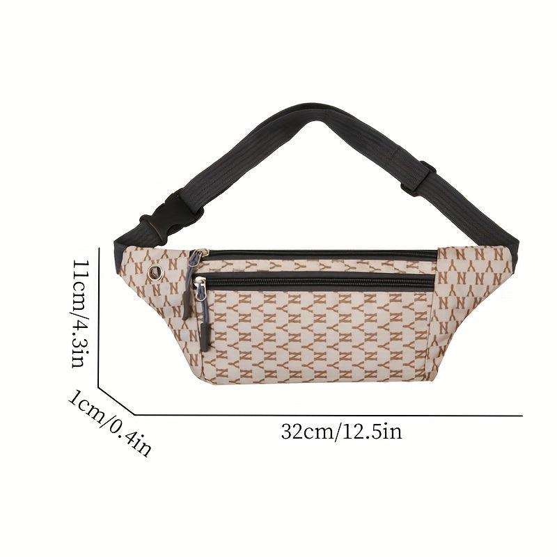 Letter Pattern Waist Bag Nylon Crossbody Bag Outdoor Sports Chest Purses
