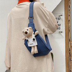 Cartoon Bear Doll Decor Chest Bag Solid Nylon Fanny Bag
