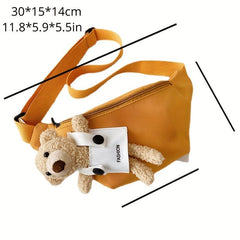Cartoon Bear Doll Decor Chest Bag Solid Nylon Fanny Bag