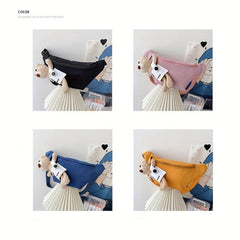 Cartoon Bear Doll Decor Chest Bag Solid Nylon Fanny Bag