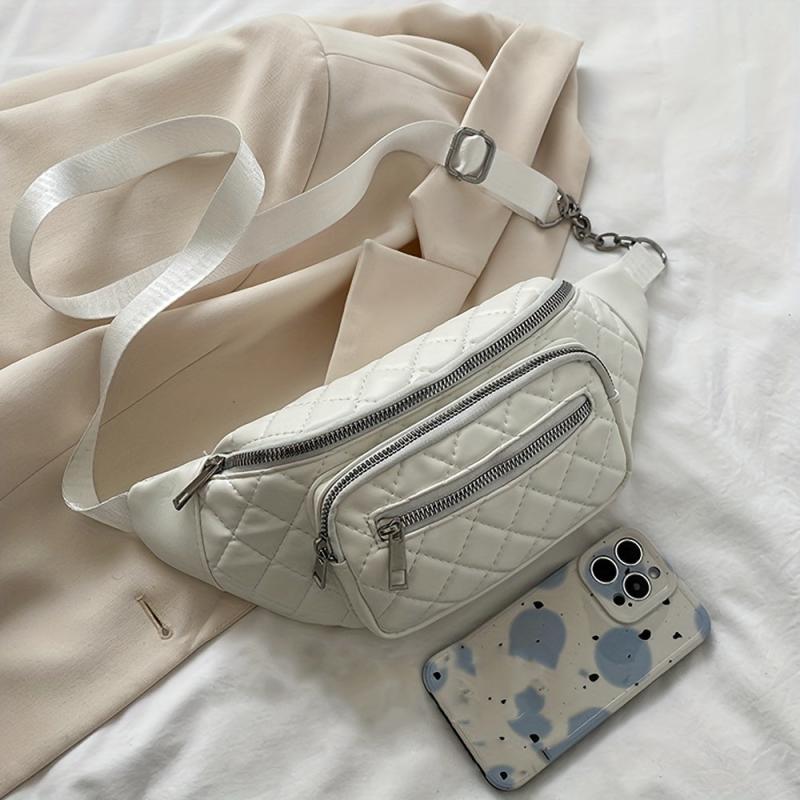 Minimalist Solid Chest Bag Argyle Pattern Crossbody Bag