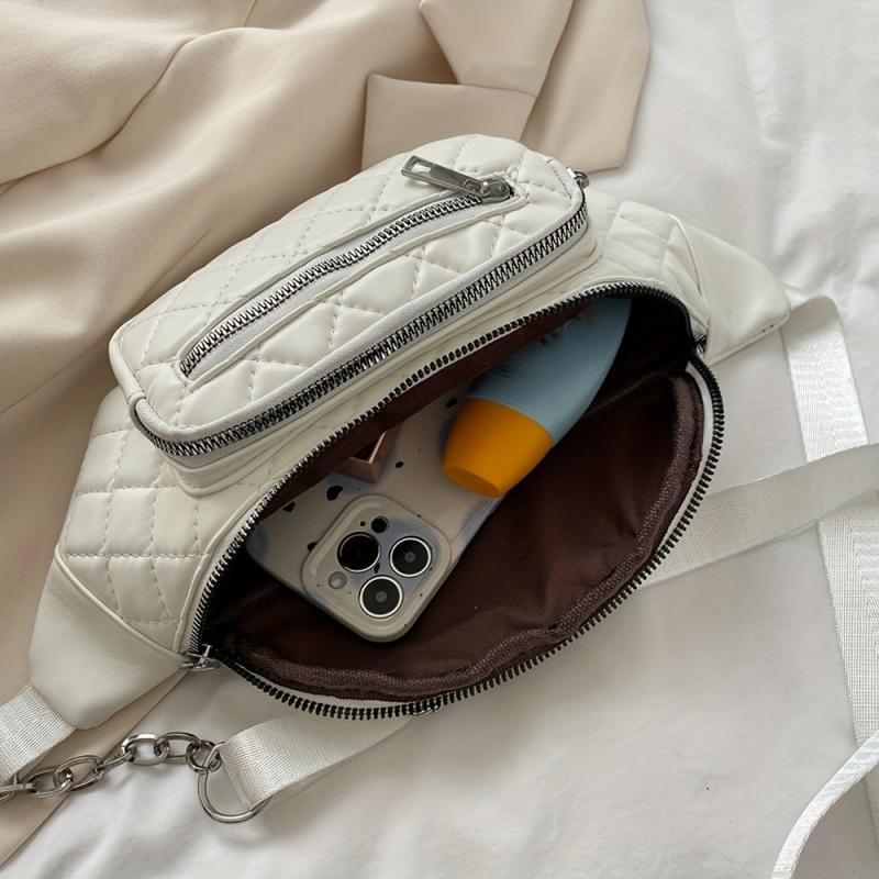 Minimalist Solid Chest Bag Argyle Pattern Crossbody Bag
