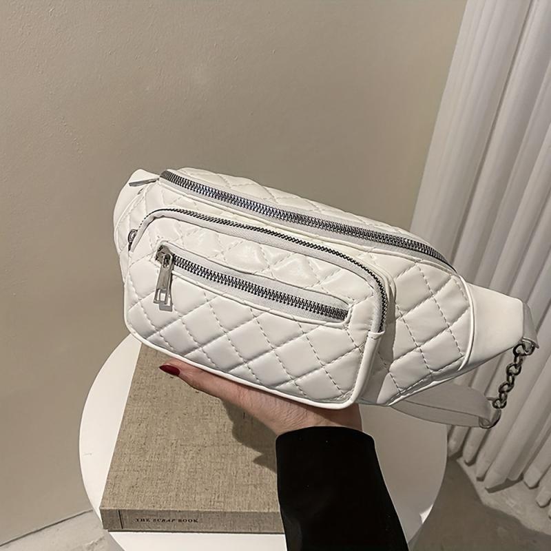 Minimalist Solid Chest Bag Argyle Pattern Crossbody Bag