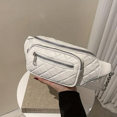 Minimalist Solid Chest Bag Argyle Pattern Crossbody Bag