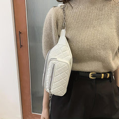 Minimalist Solid Chest Bag Argyle Pattern Crossbody Bag