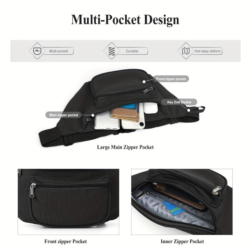 Minimalist Solid Fancy Pack Sports Zipper Waist Bag