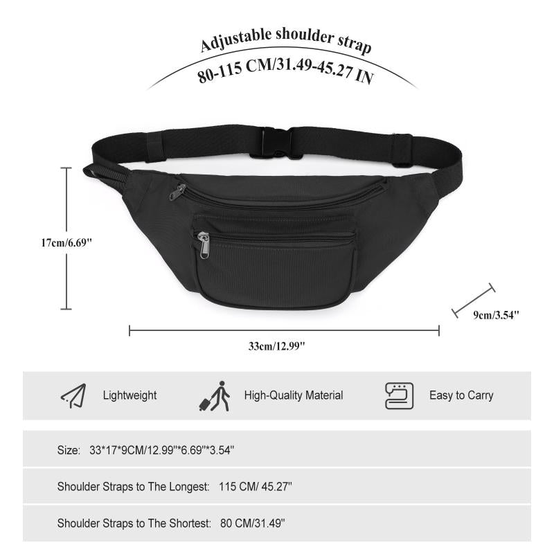 Minimalist Solid Fancy Pack Sports Zipper Waist Bag