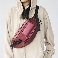 Waterproof PU Leather Chest Bag Unisex Solid Street Style Crossbody Bag