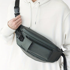 Waterproof PU Leather Chest Bag Unisex Solid Street Style Crossbody Bag