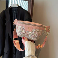 Floral Embroidery Waist Bag Vintage PU Leather Crossbody Bag
