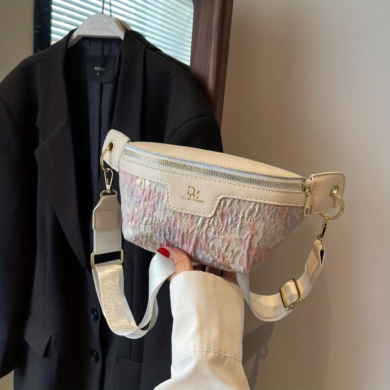 Floral Embroidery Waist Bag Vintage PU Leather Crossbody Bag
