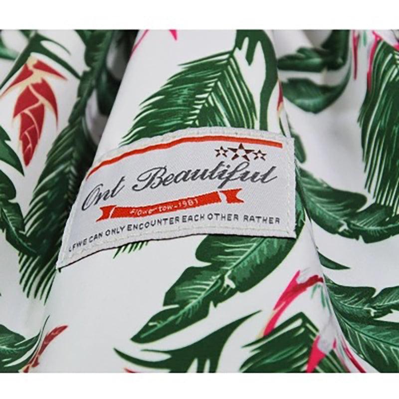 Leaf Printed Drawstring Backpack Lightweight Travel Sports Bag