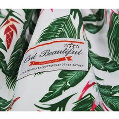 Leaf Printed Drawstring Backpack Lightweight Travel Sports Bag