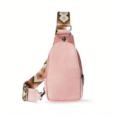 Vintage Hiking Sling Bag Faux Leather Crossbody Geometric Strap Chest Bag