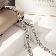 Solid Color Shoulder Chain Bag with Curved Pin Decor