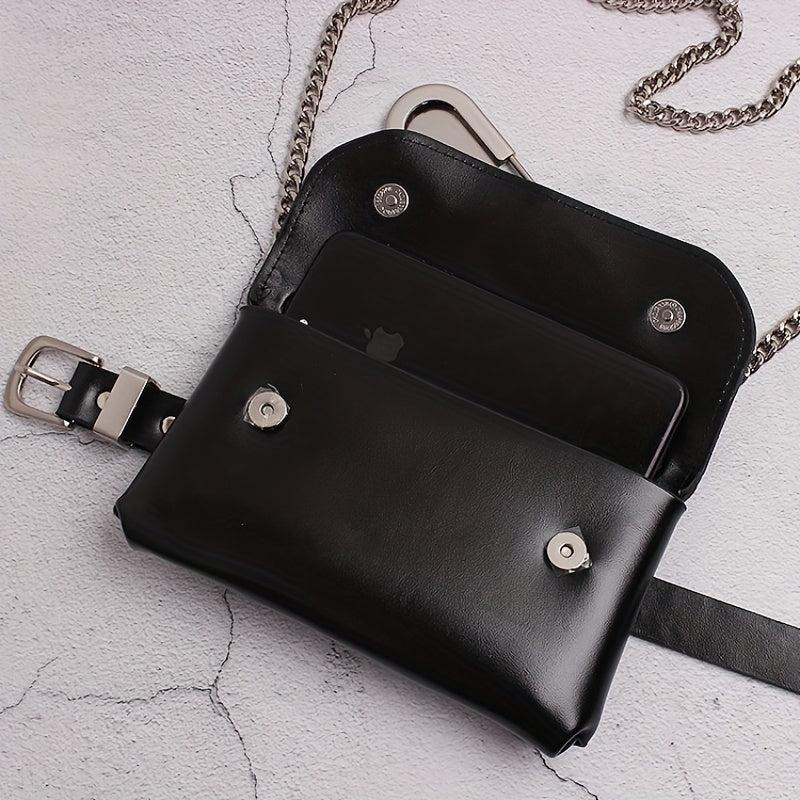 Solid Color Shoulder Chain Bag with Curved Pin Decor