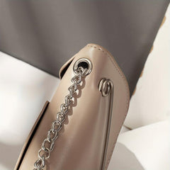 Solid Color Shoulder Chain Bag with Curved Pin Decor