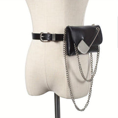 Solid Color Shoulder Chain Bag with Curved Pin Decor
