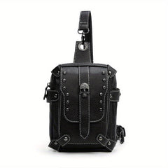 Gothic Skull Decor Sling Bag Punk Style Crossbody Bag Studded Chest Purse