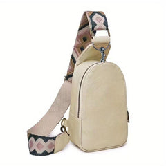 Solid Casual Chest Bag PU Leather Textured Sling Bag