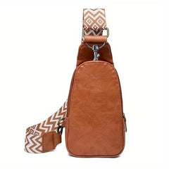 Solid Casual Chest Bag PU Leather Textured Sling Bag