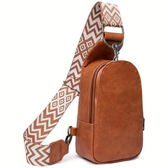 Solid Casual Chest Bag PU Leather Textured Sling Bag