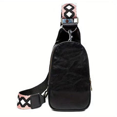 Solid Casual Chest Bag PU Leather Textured Sling Bag