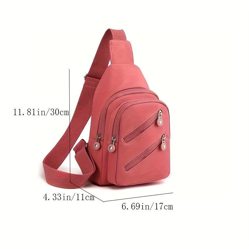 Casual Zipper Decor Sling Bag Outdoor Travel Chest Bag