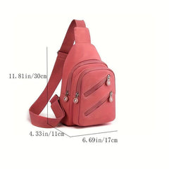 Casual Zipper Decor Sling Bag Outdoor Travel Chest Bag