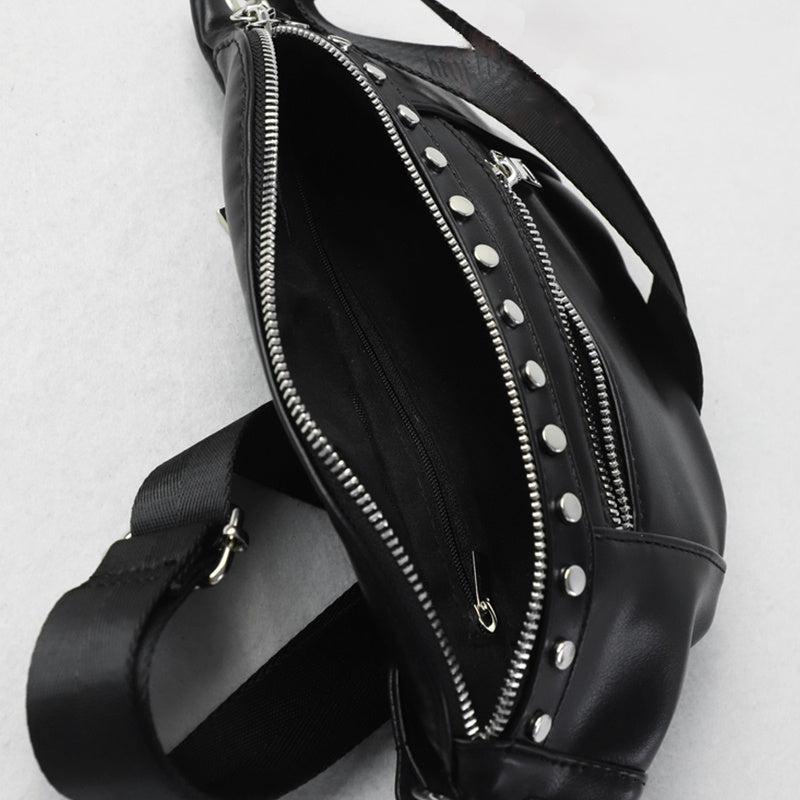 Studded Decor Waist Bag Y2K Style Crossbody Bag Women's PU Leather Purse