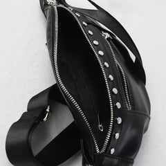 Studded Decor Waist Bag Y2K Style Crossbody Bag Women's PU Leather Purse