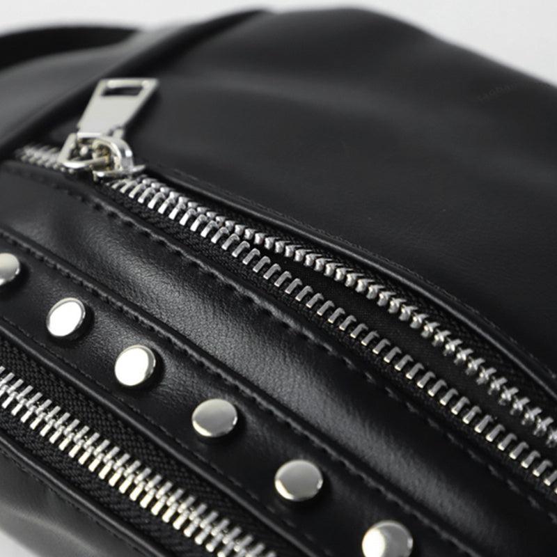 Studded Decor Waist Bag Y2K Style Crossbody Bag Women's PU Leather Purse